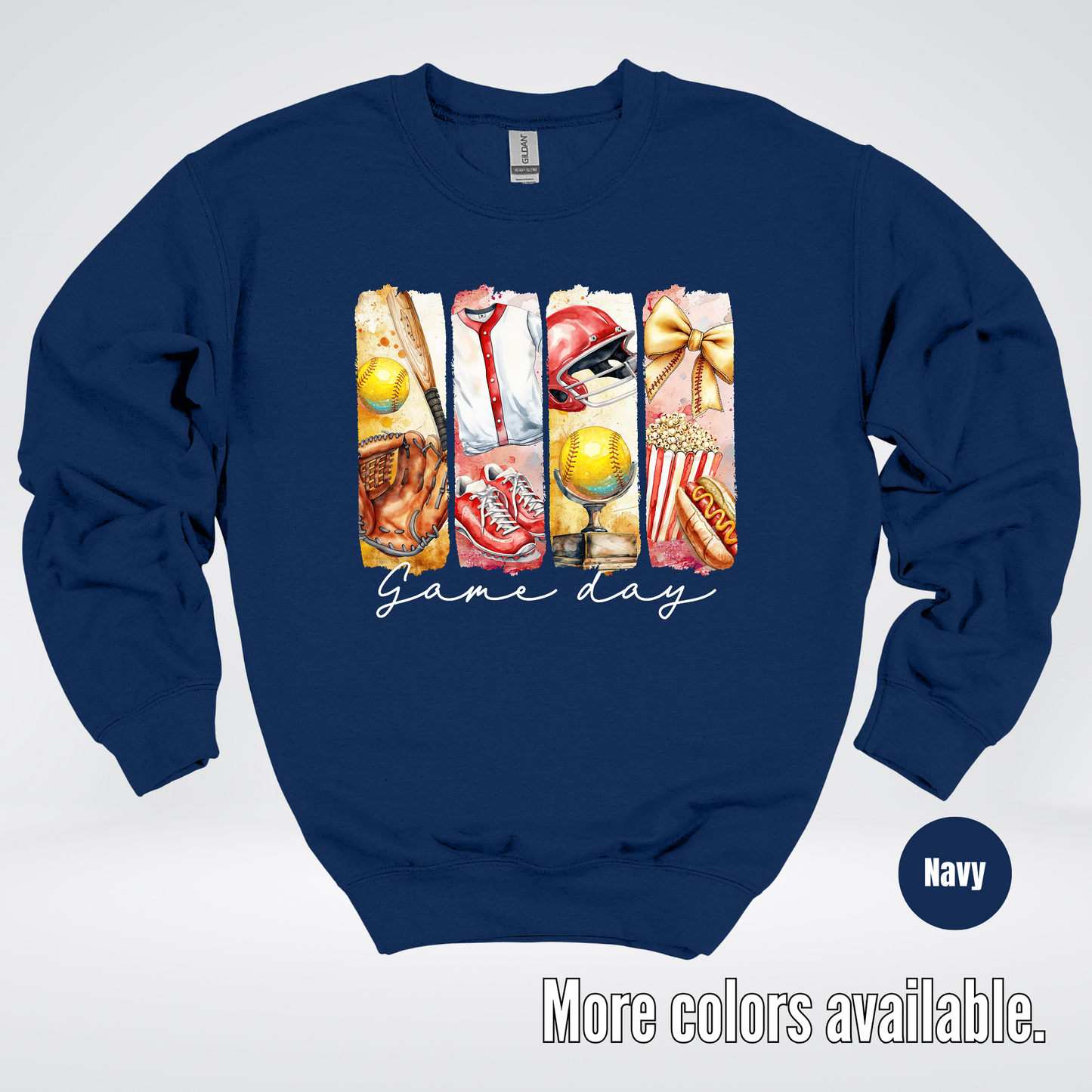 Game Day Coquette Brushstroke Softball Crewneck Sweatshirt