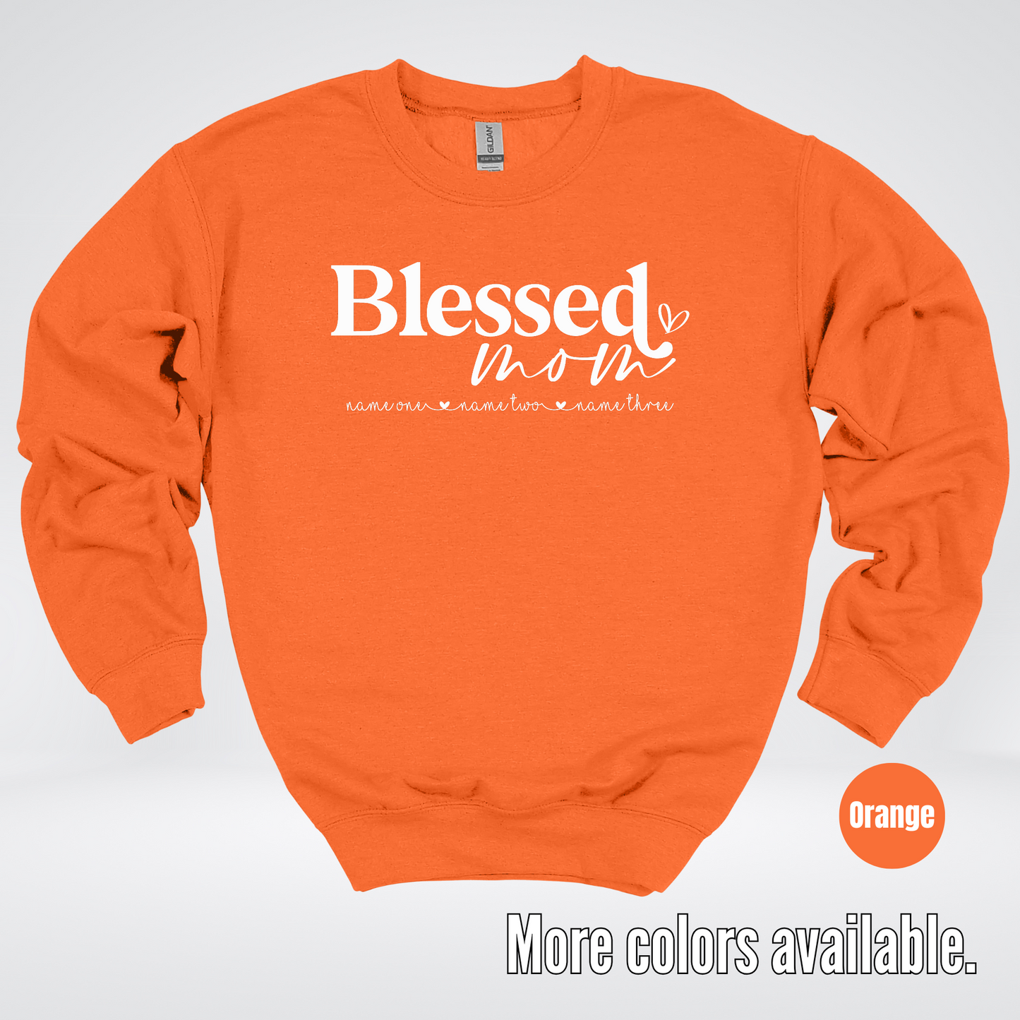 Custom Names Blessed Mom - White Design - Crewneck Sweatshirt