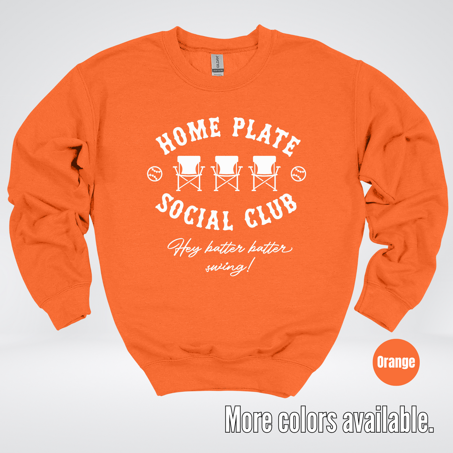 Home Plate Social Club – White Design - Baseball Softball Crewneck Sweatshirt
