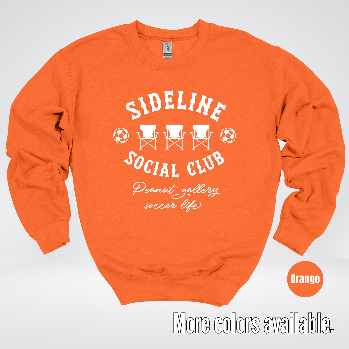 Sideline Social Club Peanut Gallery Soccer Life – White Design – Crewneck Sweatshirt