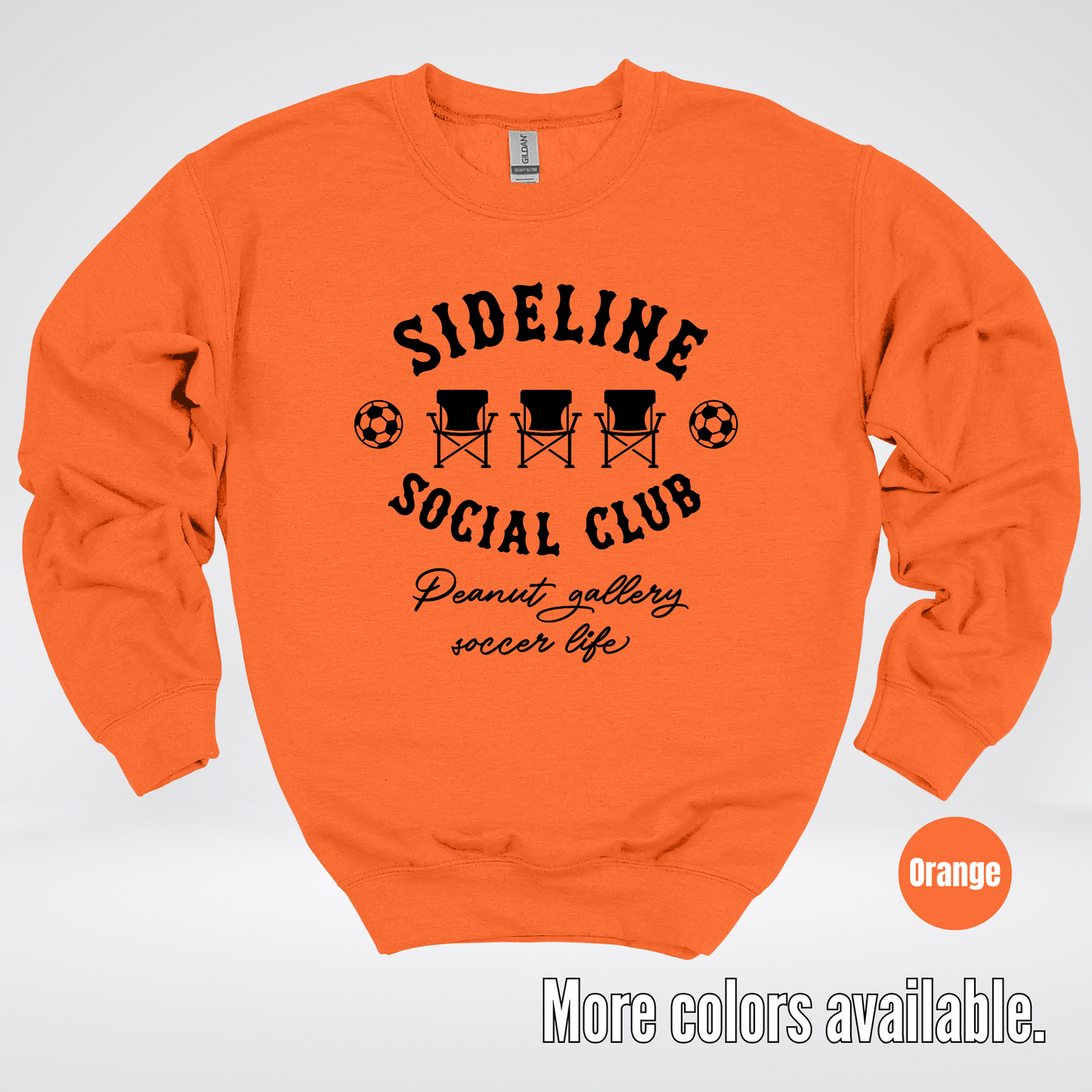 Sideline Social Club Peanut Gallery Soccer Life – Black Design – Crewneck Sweatshirt