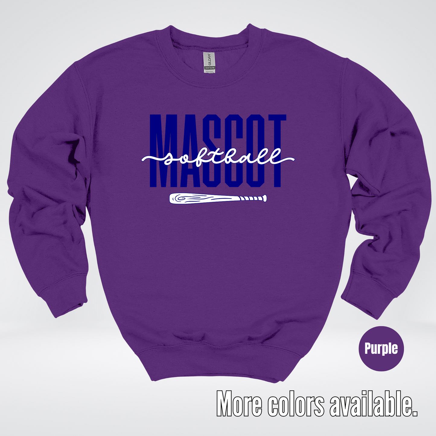 Custom Mascot – Navy - Softball Design 27 Crewneck Sweatshirt