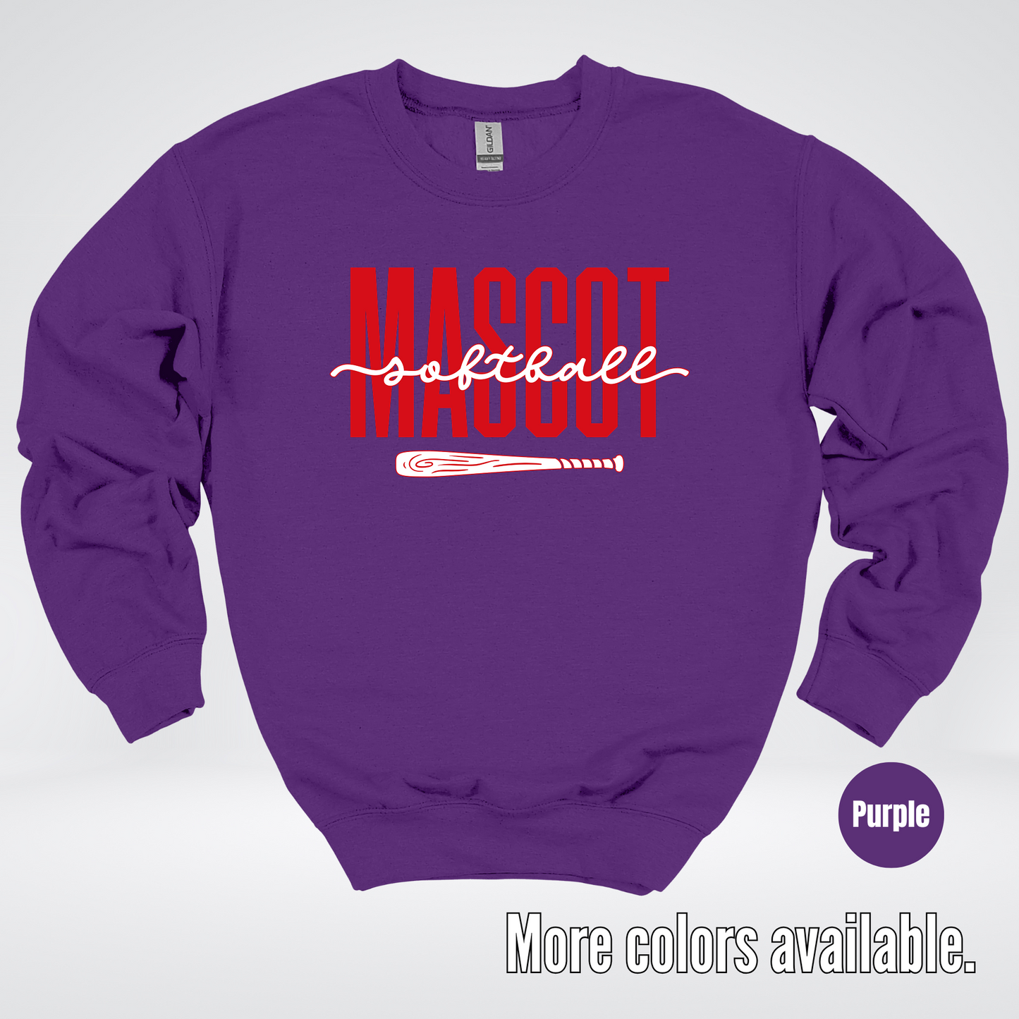 Custom Mascot – Red - Softball Design 28 Crewneck Sweatshirt