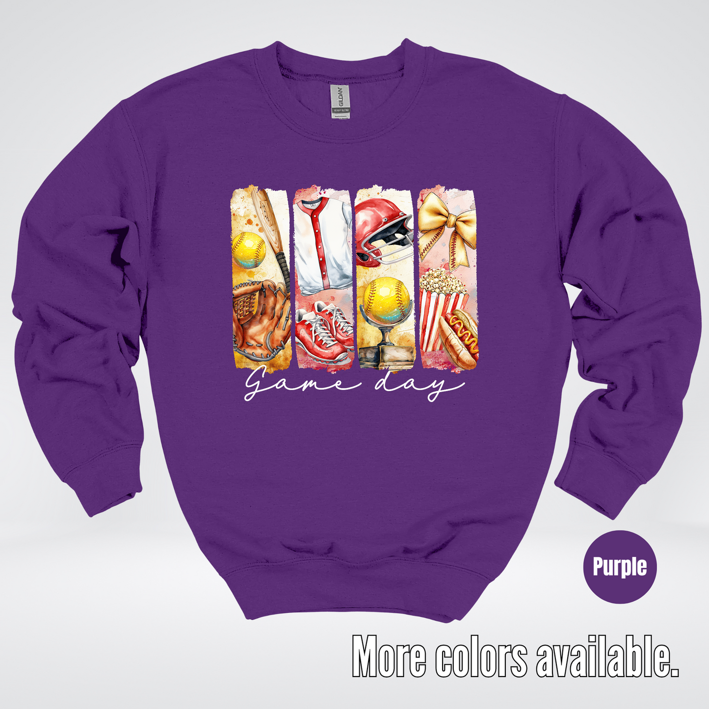 Game Day Coquette Brushstroke Softball Crewneck Sweatshirt
