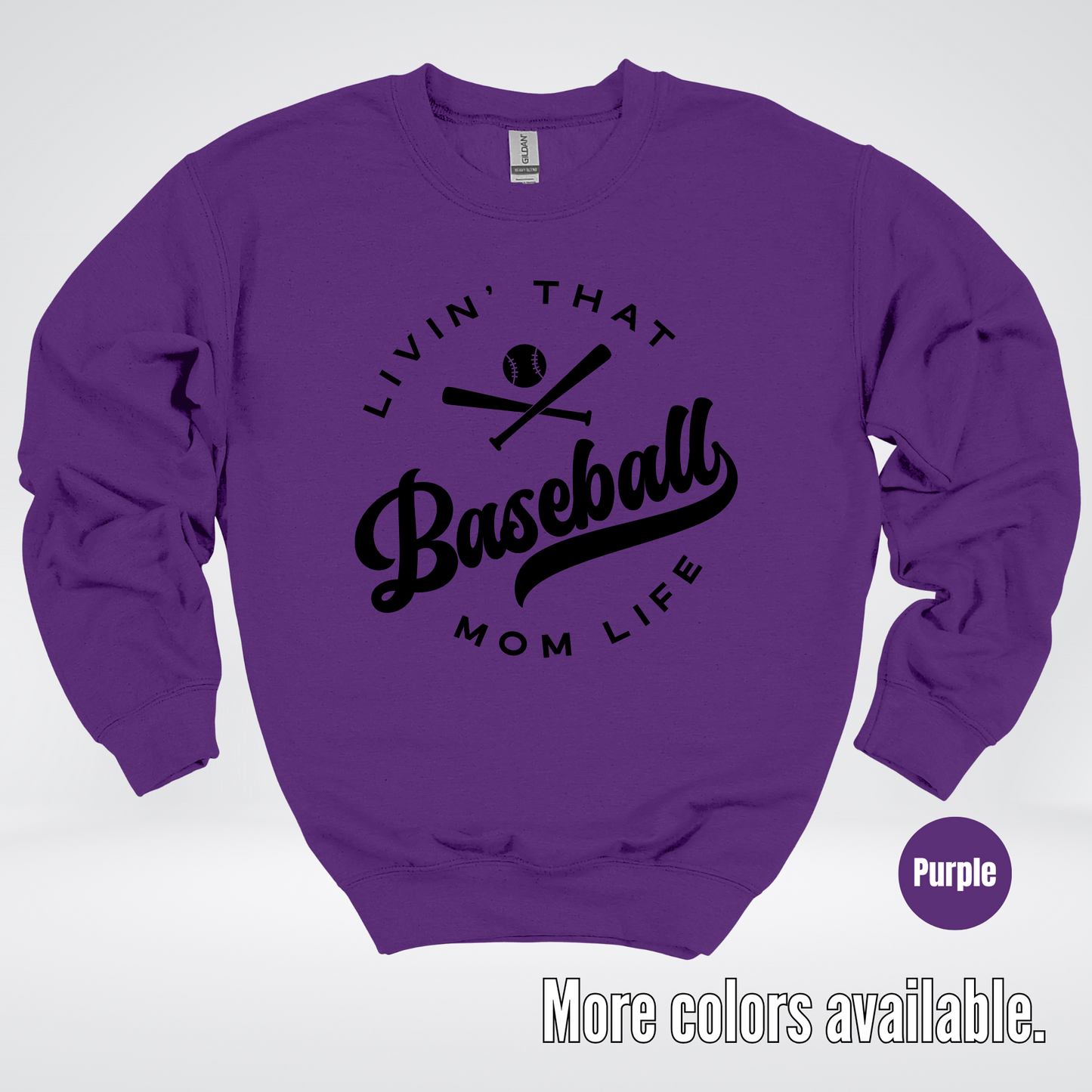 Livin’ That Baseball Mom Life – Black Design - Crewneck Sweatshirt