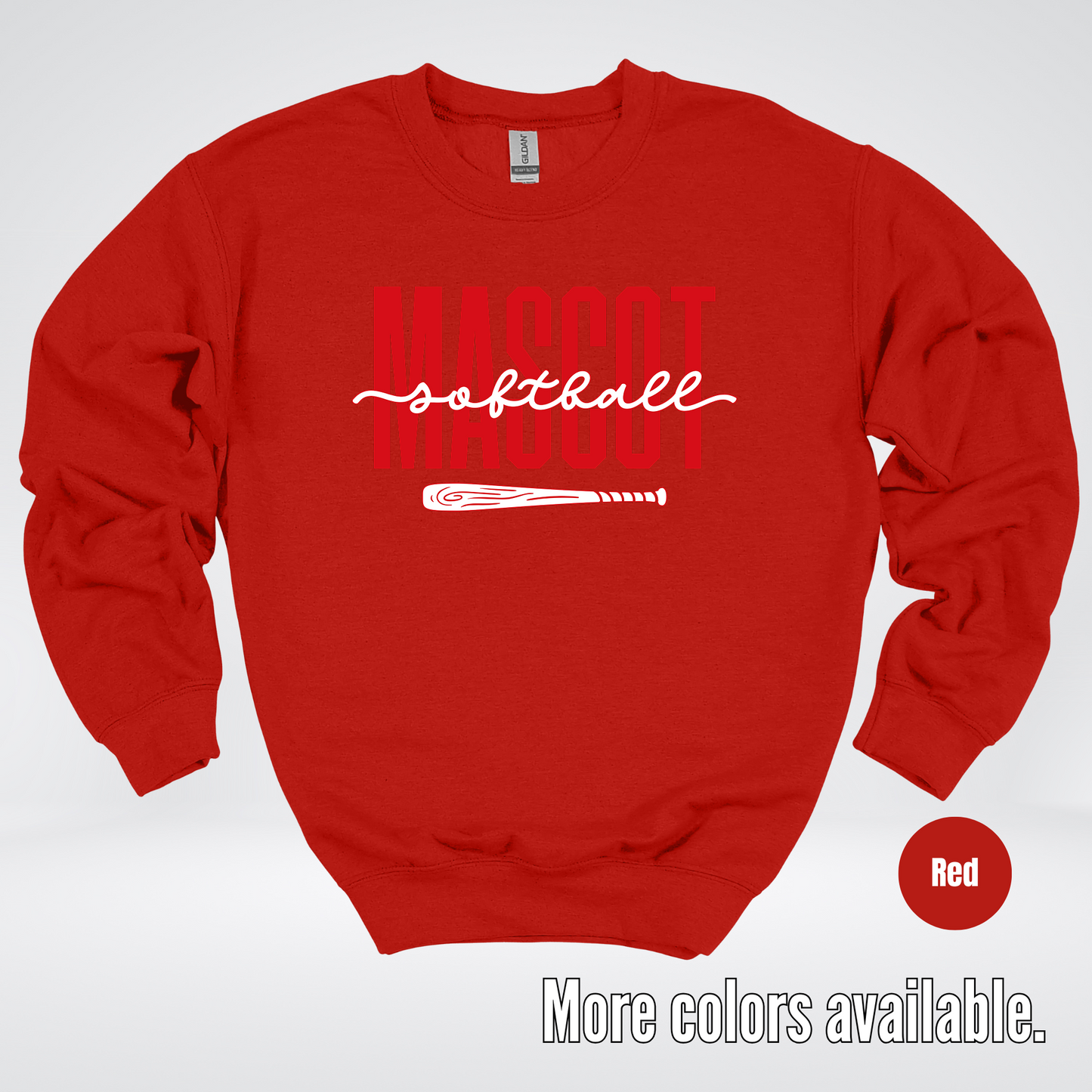 Custom Mascot – Red - Softball Design 28 Crewneck Sweatshirt