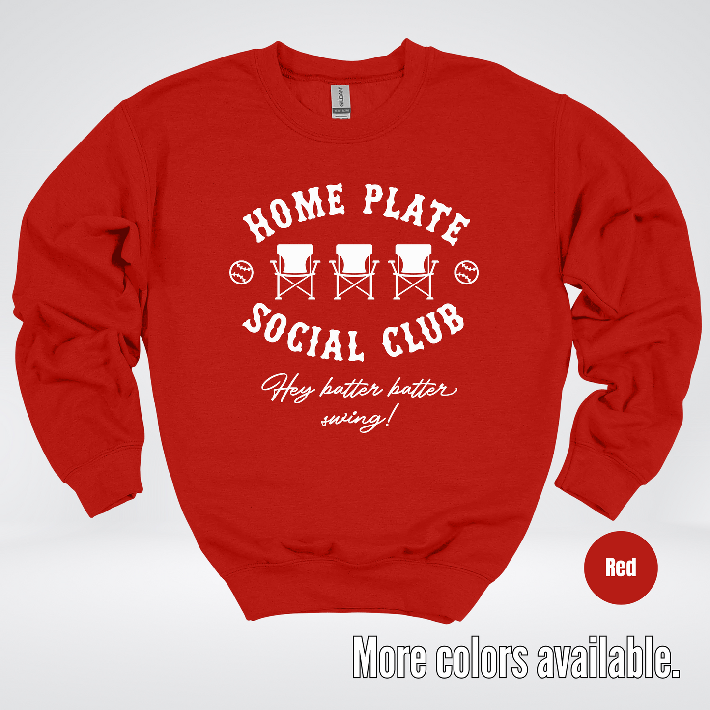 Home Plate Social Club – White Design - Baseball Softball Crewneck Sweatshirt