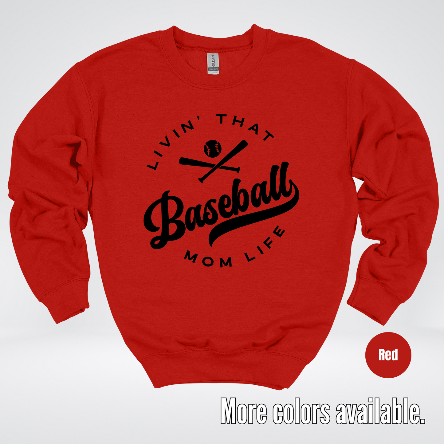 Livin’ That Baseball Mom Life – Black Design - Crewneck Sweatshirt