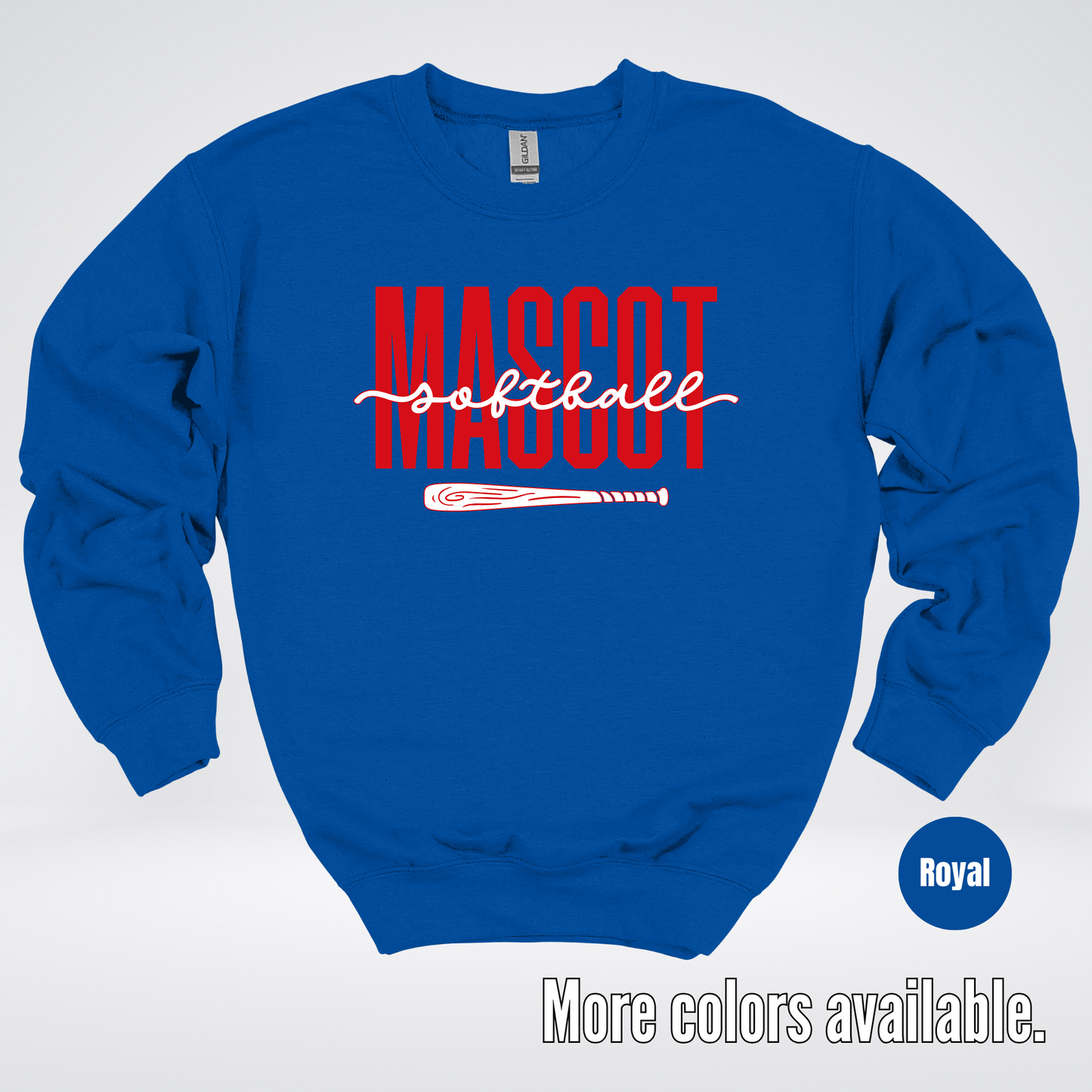 Custom Mascot – Red - Softball Design 28 Crewneck Sweatshirt