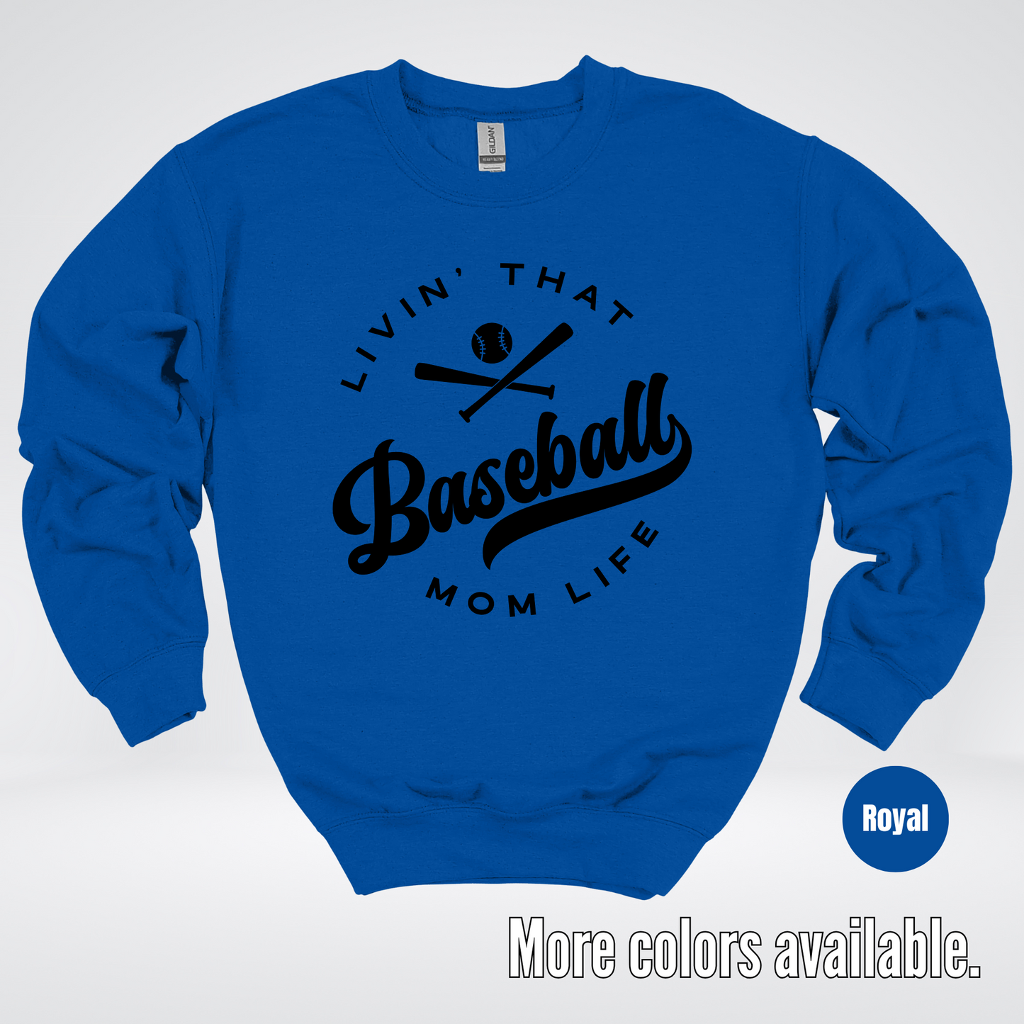 Livin’ That Baseball Mom Life – Black Design - Crewneck Sweatshirt