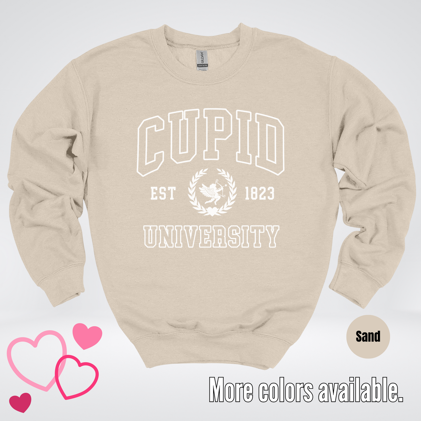 Cupid University Est 1823 White Design Crewneck Sweatshirt