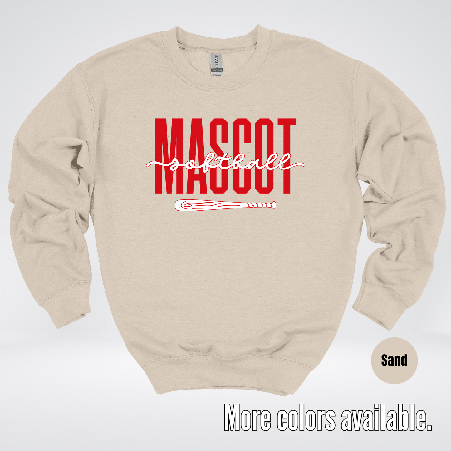 Custom Mascot – Red - Softball Design 28 Crewneck Sweatshirt
