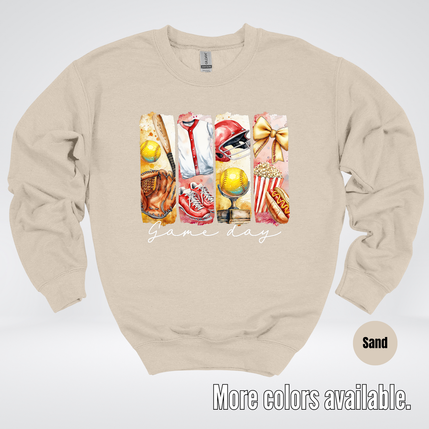 Game Day Coquette Brushstroke Softball Crewneck Sweatshirt