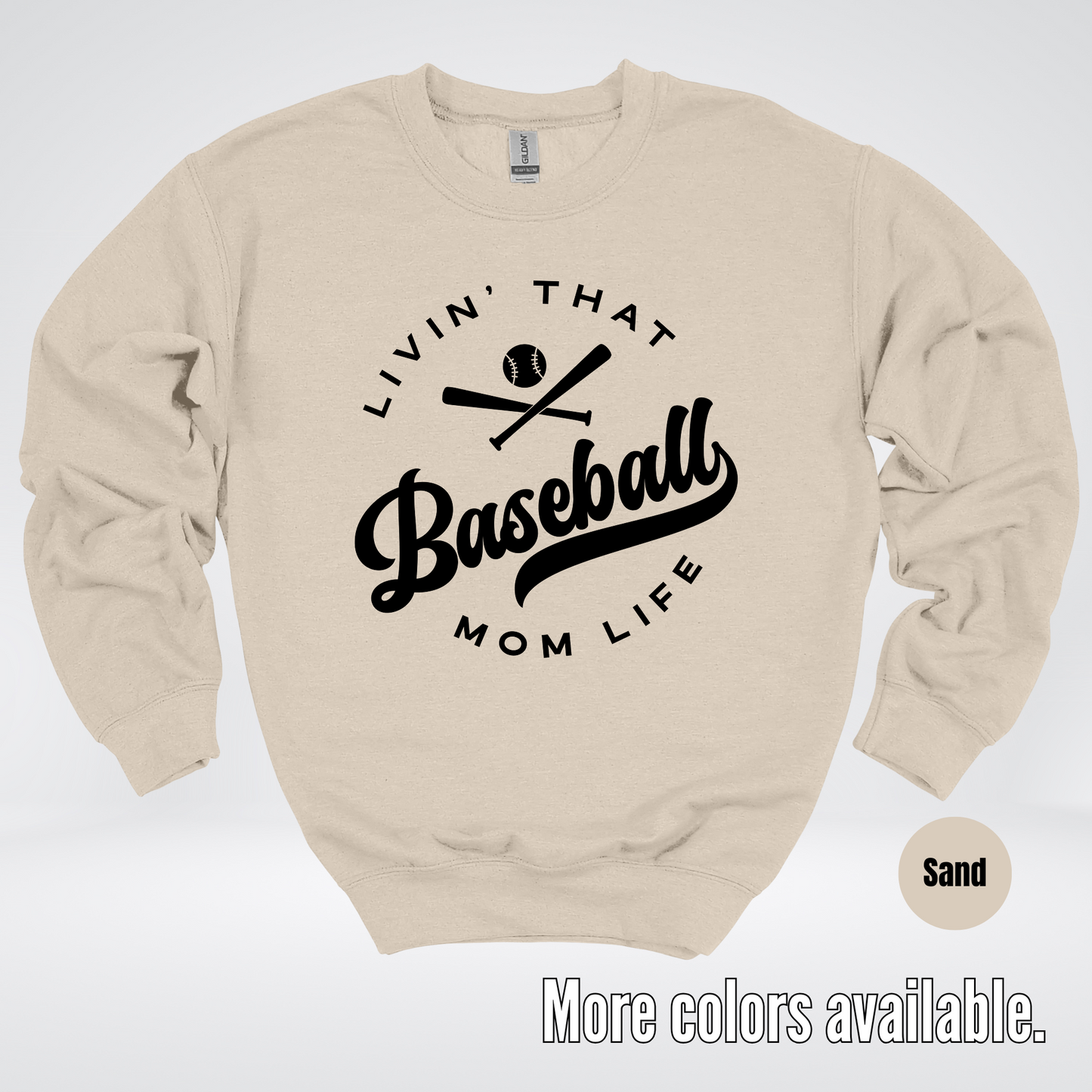Livin’ That Baseball Mom Life – Black Design - Crewneck Sweatshirt