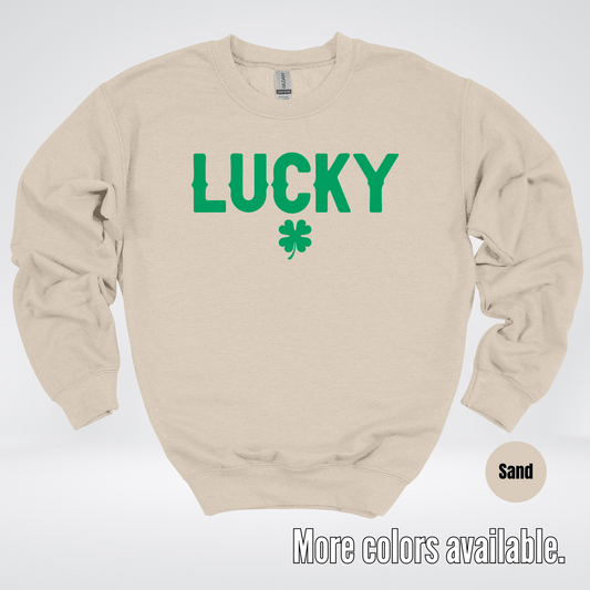 Lucky & Four Leaf Clover - Green Design - Saint Patrick's Day Crewneck Sweatshirt