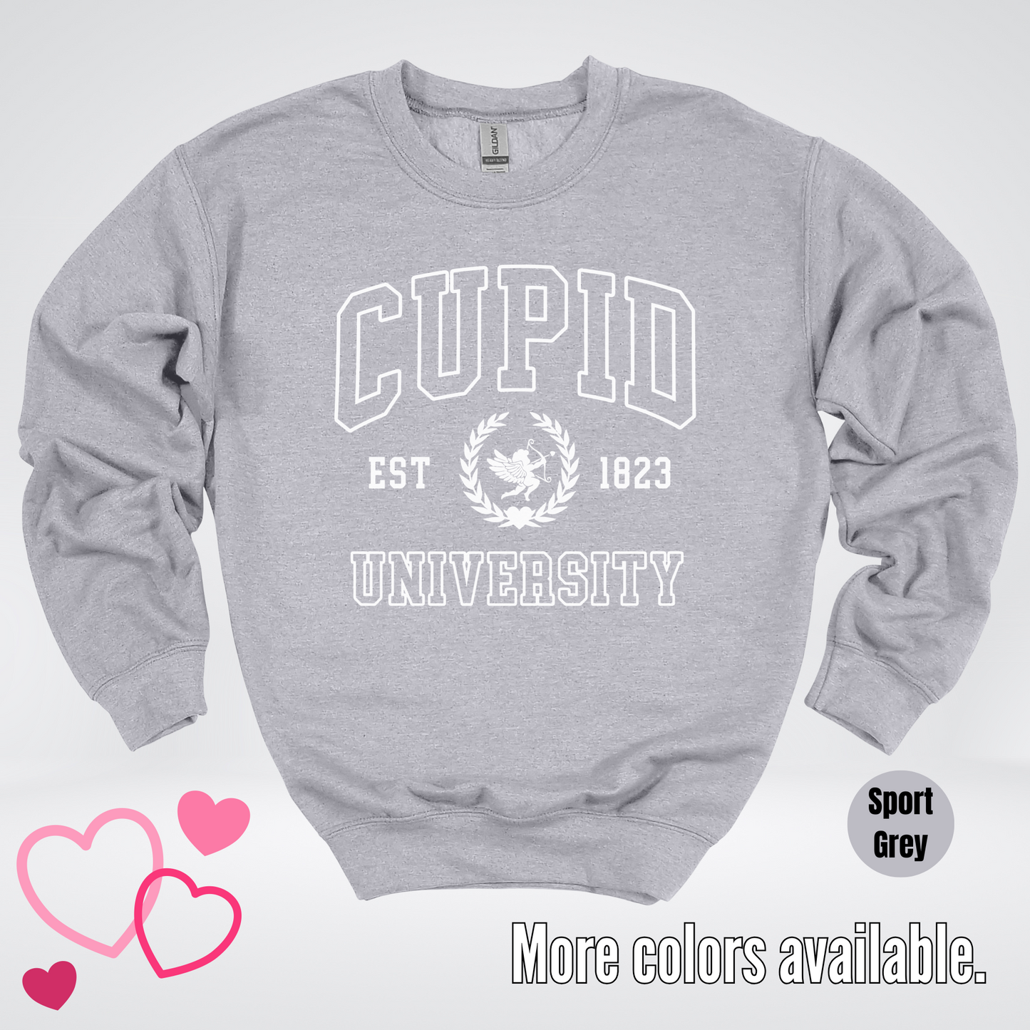 Cupid University Est 1823 White Design Crewneck Sweatshirt