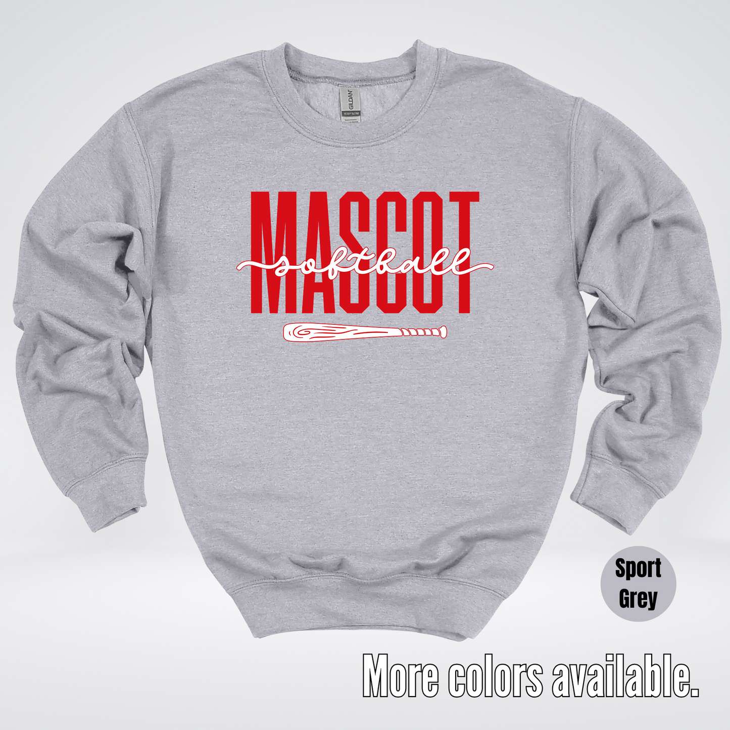 Custom Mascot – Red - Softball Design 28 Crewneck Sweatshirt