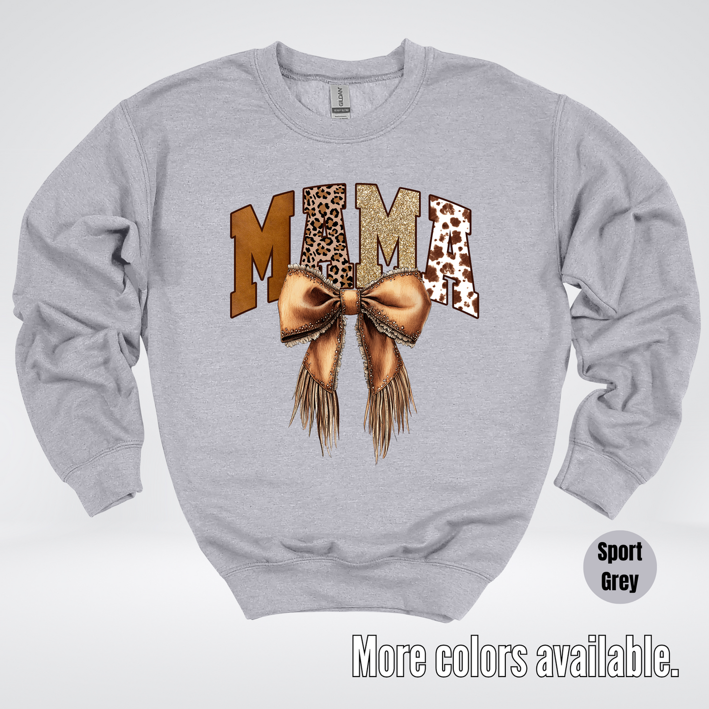 MAMA Western Coquette Leather Bow And Tassels Crewneck Sweatshirt