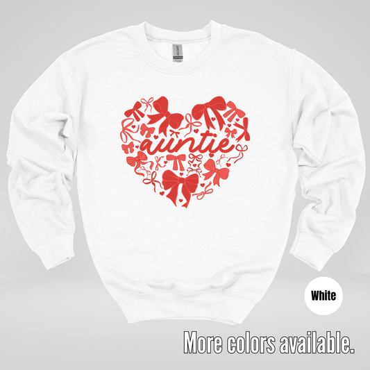 Auntie Red Bow Coquette Crewneck Sweatshirt