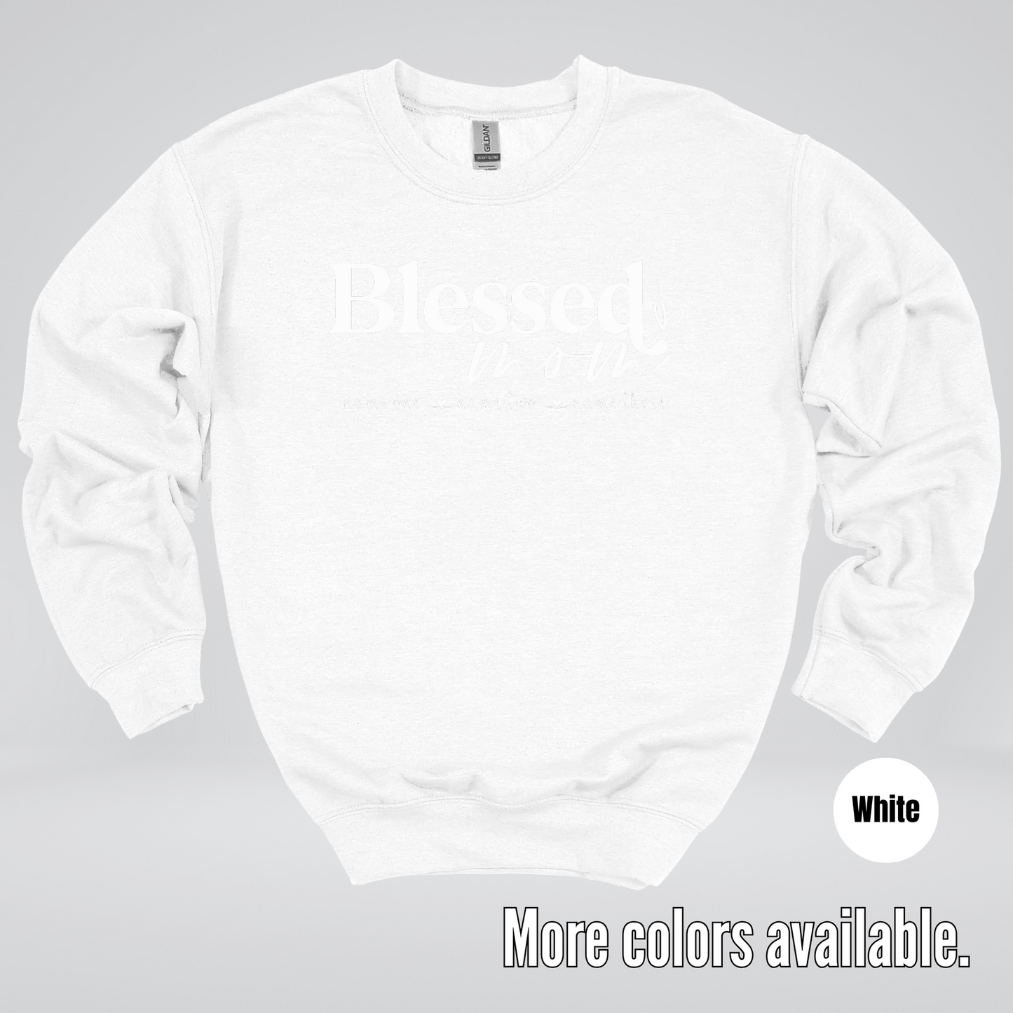 Custom Names Blessed Mom - White Design - Crewneck Sweatshirt