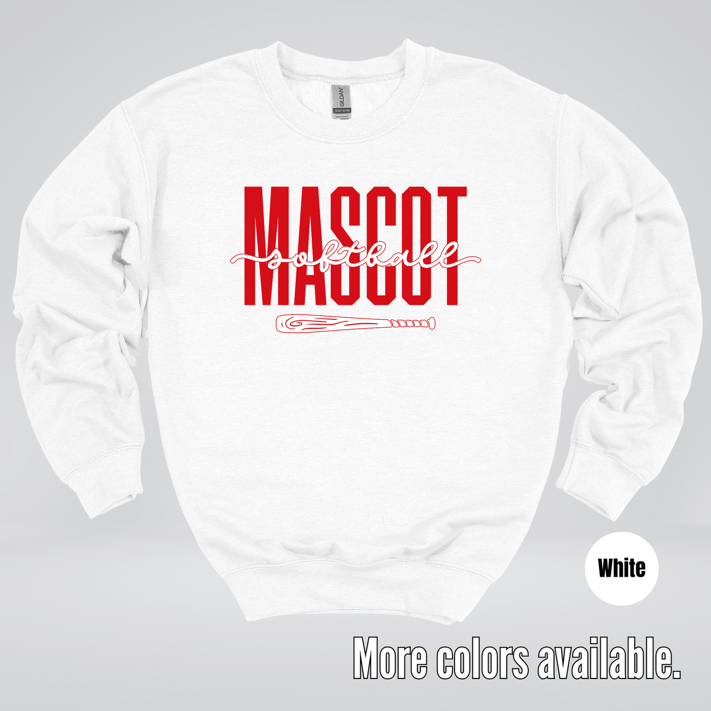 Custom Mascot – Red - Softball Design 28 Crewneck Sweatshirt