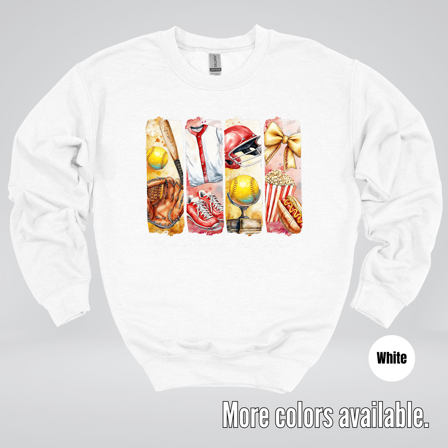 Game Day Coquette Brushstroke Softball Crewneck Sweatshirt