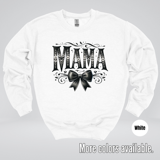 Mama Black & White Coquette Crewneck Sweatshirt