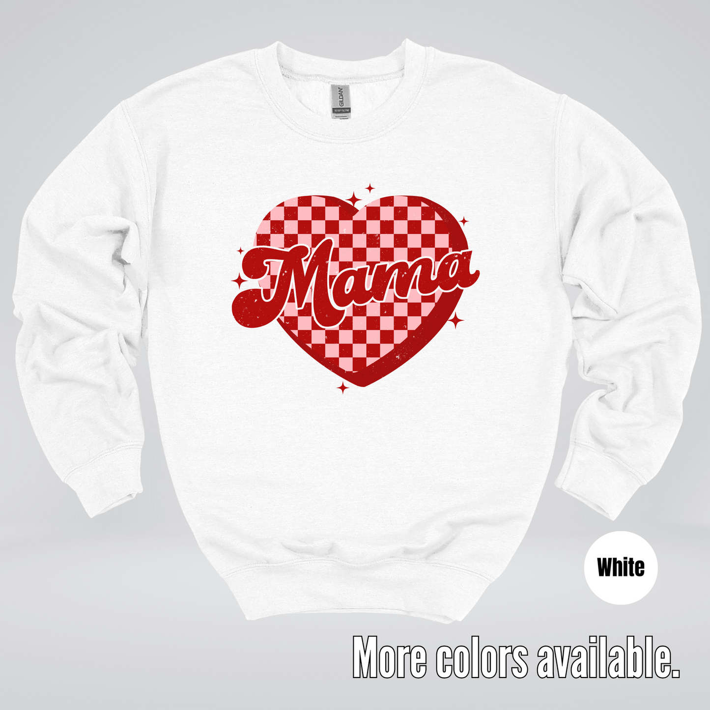 Mama Checkered Heart Crewneck Sweatshirt