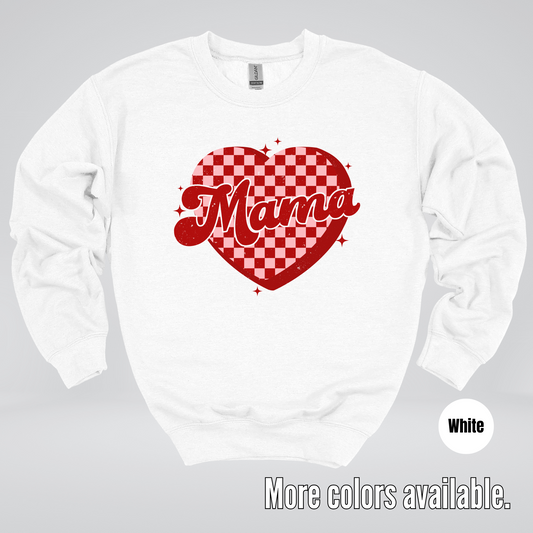 Mama Checkered Heart Crewneck Sweatshirt