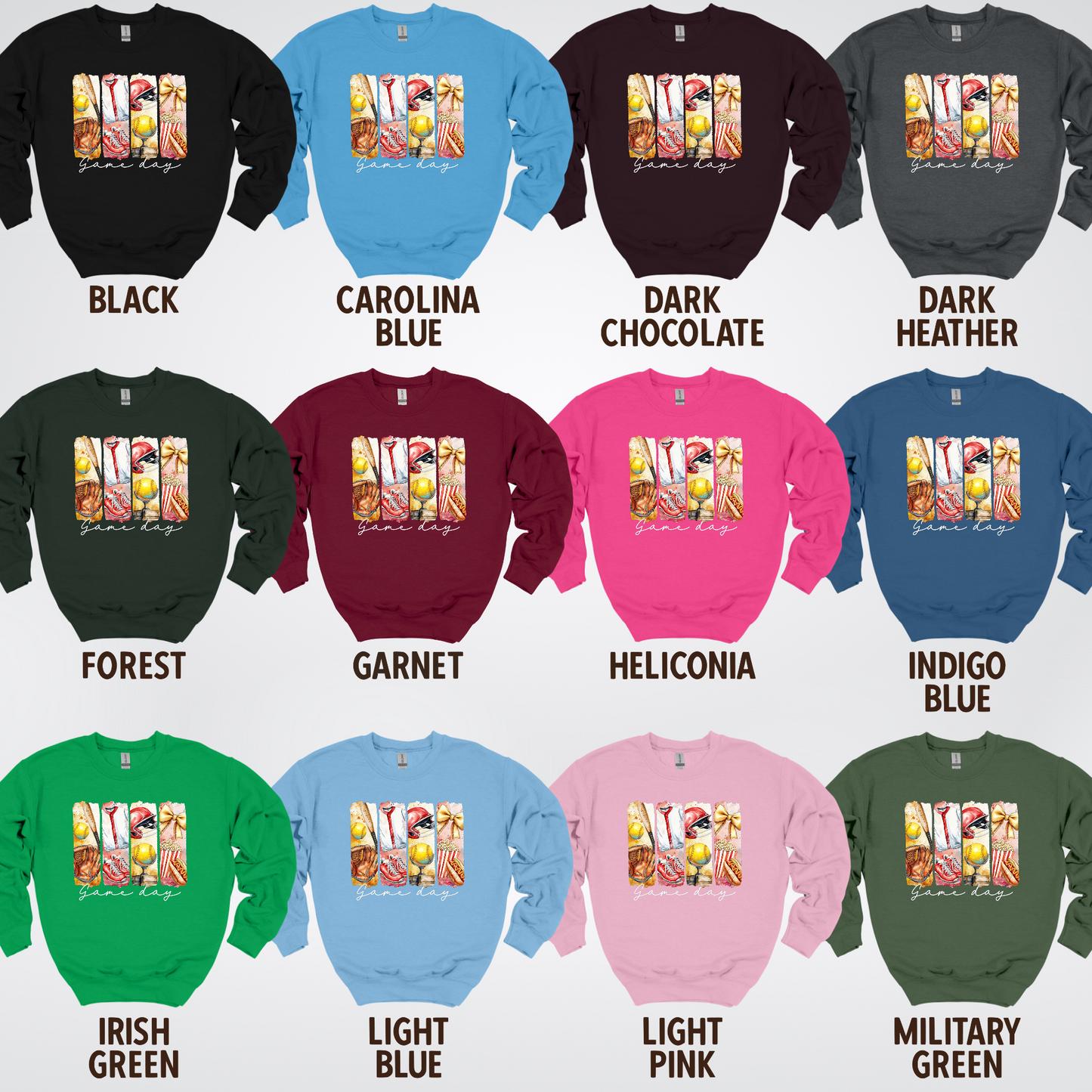 Game Day Coquette Brushstroke Softball Crewneck Sweatshirt