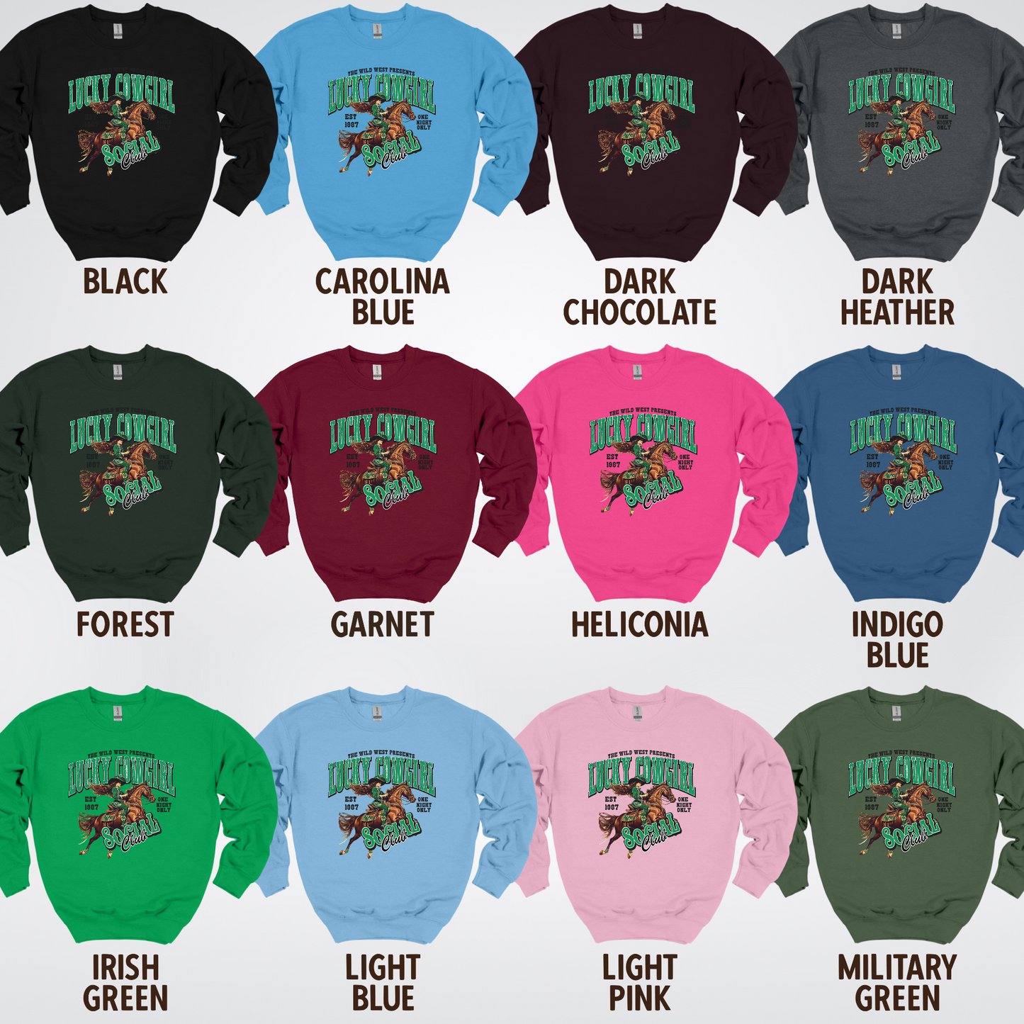 Lucky Cowgirl Social Club Saint Patrick's Day Crewneck Sweatshirt