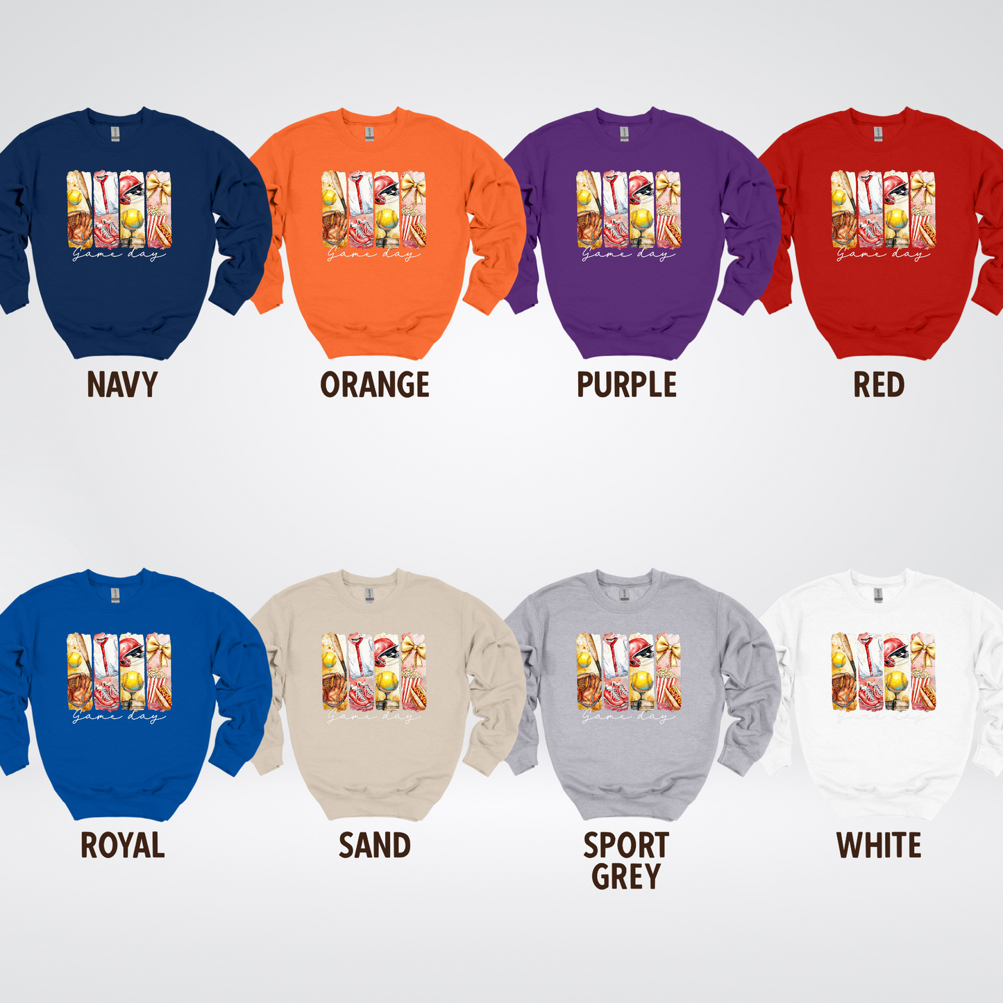 Game Day Coquette Brushstroke Softball Crewneck Sweatshirt