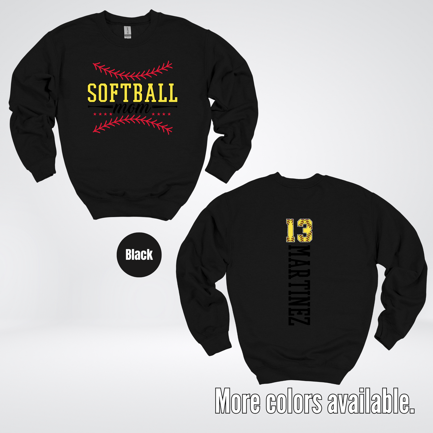 CUSTOM Softball Mom Number And Name Crewneck Sweatshirt