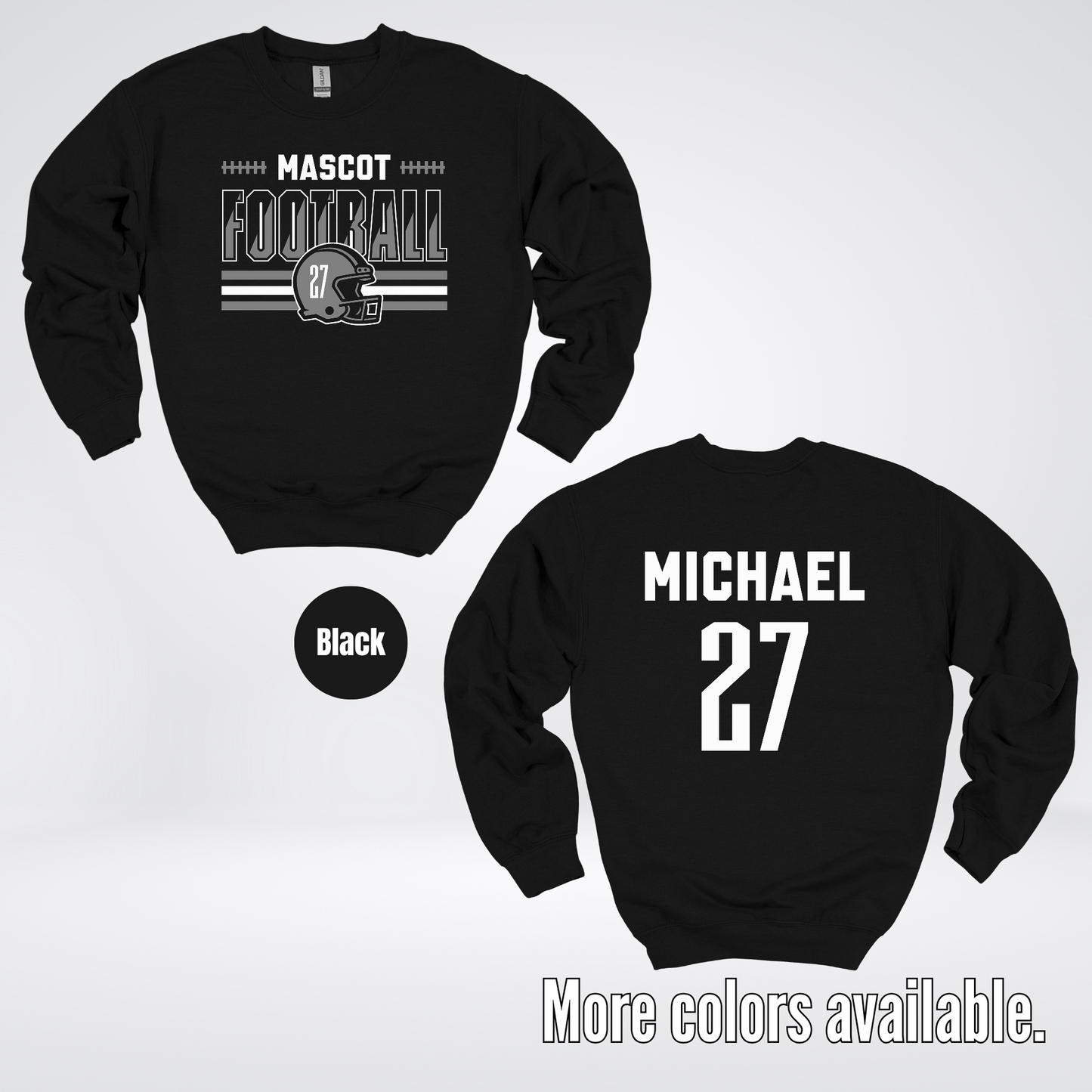 Custom Mascot, Number, & Name – Gray - Football Design 15 Crewneck Sweatshirt