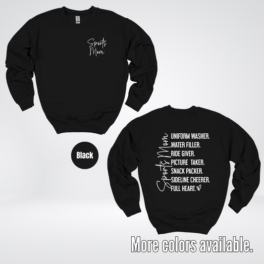 Sports Mom Uniform Washer Water Filler Sideline Cheerer Crewneck Sweatshirt