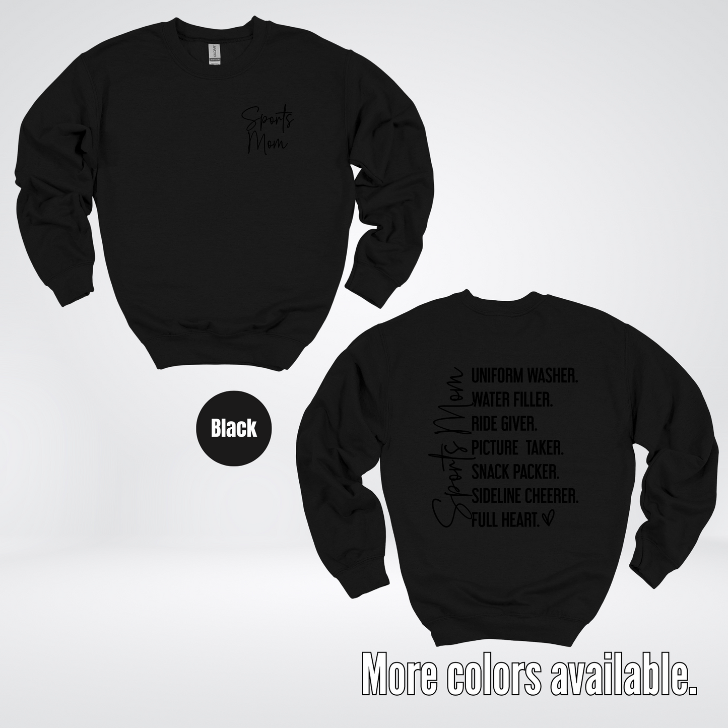 Sports Mom Uniform Washer Sideline Cheerer - Black Design - Crewneck Sweatshirt