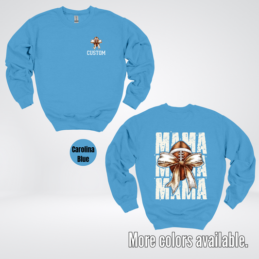 CUSTOM NAME Coquette Football Mama Crewneck Sweatshirt