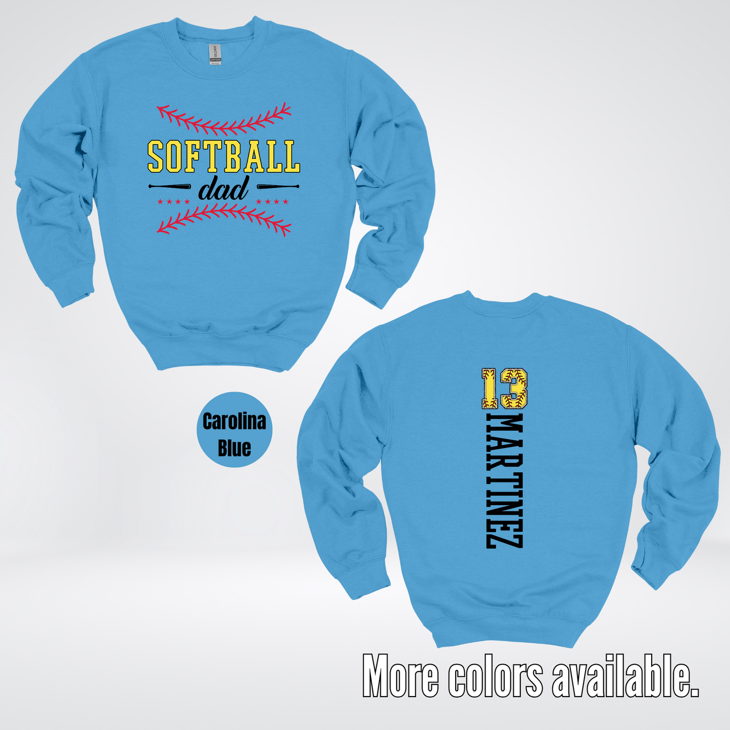 CUSTOM Softball Dad Number And Name Crewneck Sweatshirt