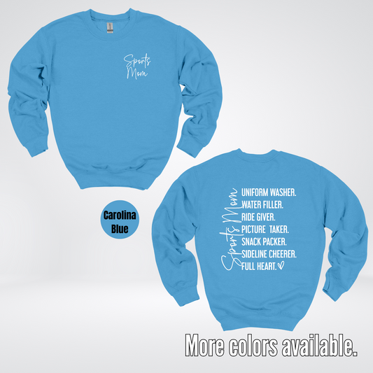 Sports Mom Uniform Washer Water Filler Sideline Cheerer Crewneck Sweatshirt