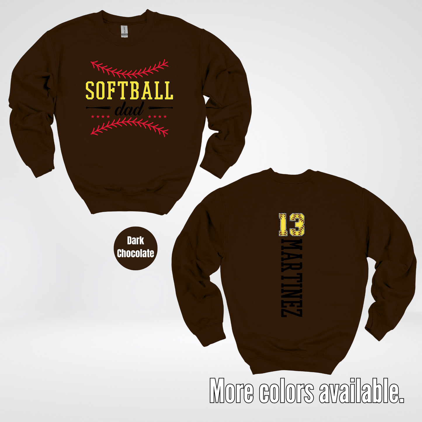 CUSTOM Softball Dad Number And Name Crewneck Sweatshirt