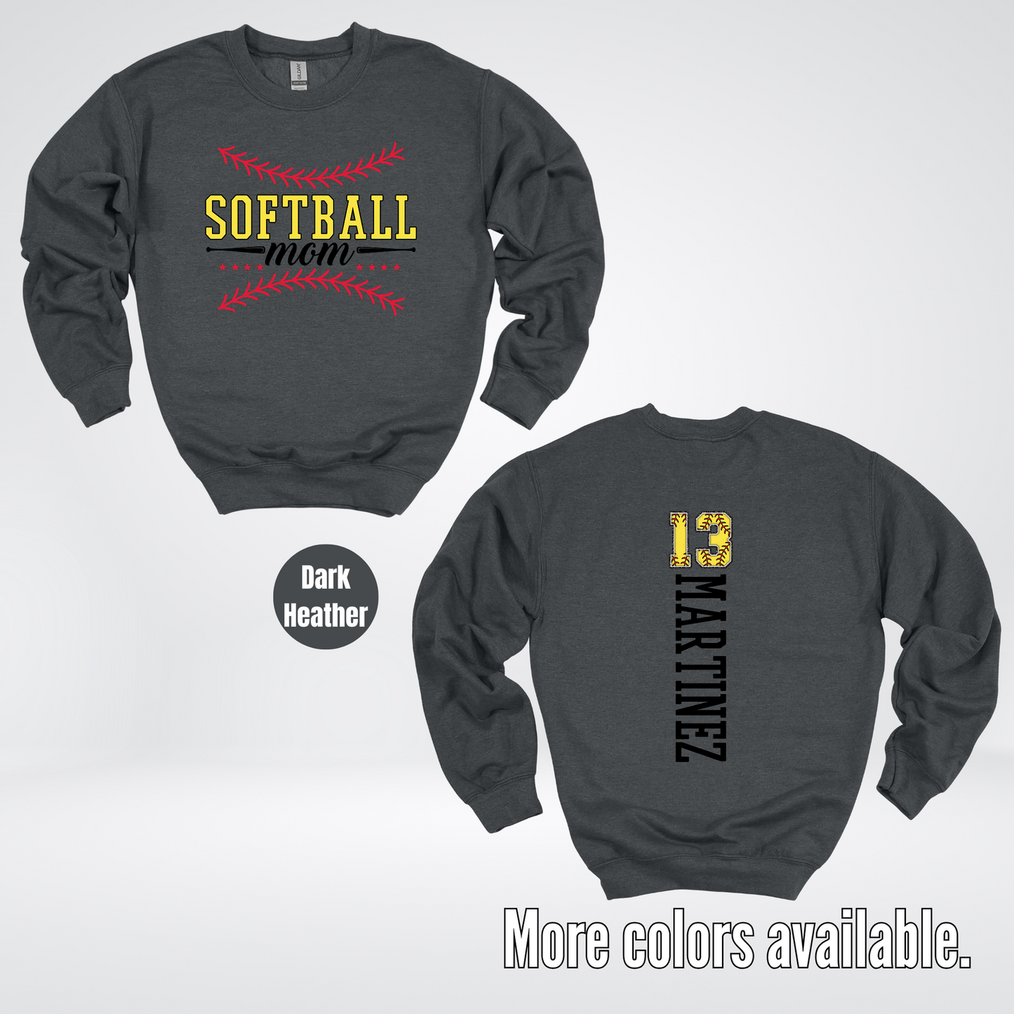 CUSTOM Softball Mom Number And Name Crewneck Sweatshirt