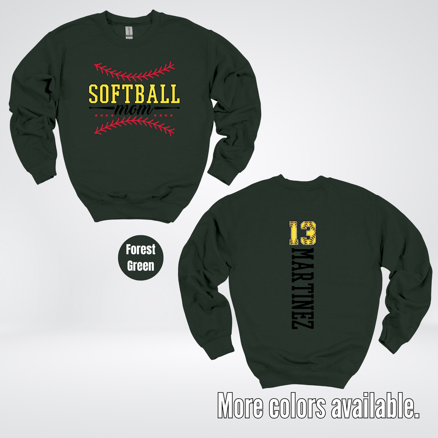 CUSTOM Softball Mom Number And Name Crewneck Sweatshirt