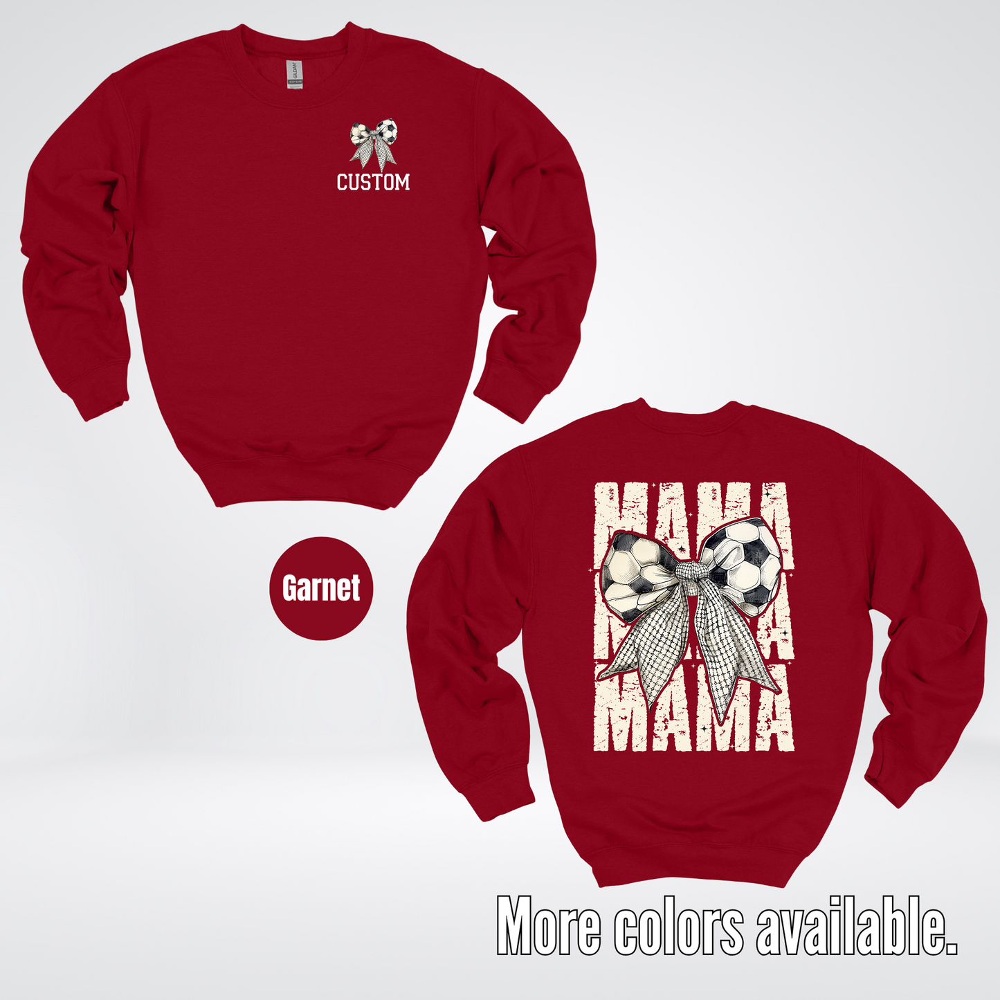 Custom Name Soccer Mama Coquette Crewneck Sweatshirt