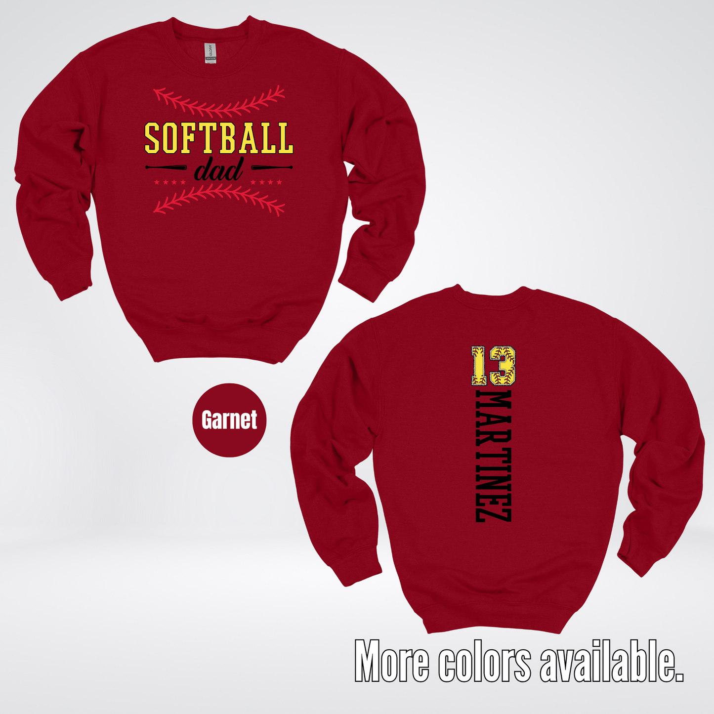 CUSTOM Softball Dad Number And Name Crewneck Sweatshirt