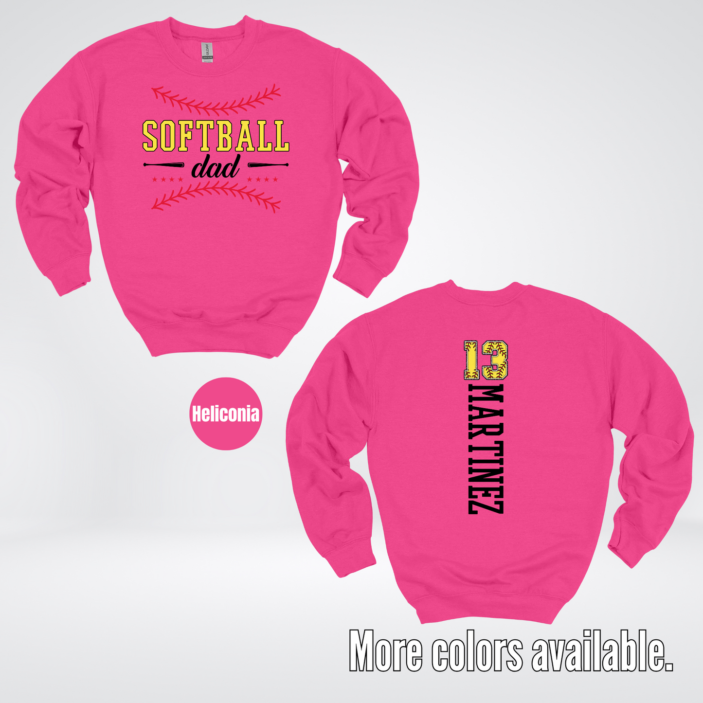 CUSTOM Softball Dad Number And Name Crewneck Sweatshirt