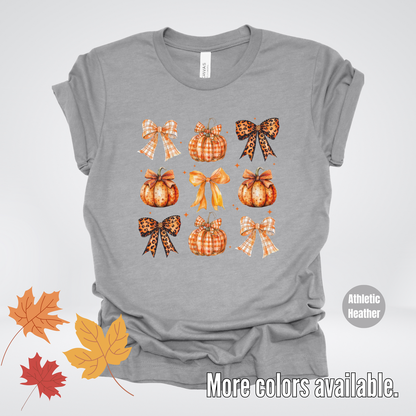 Fall Coquette Leopard Print and Flannel Bows And Pumpkins T-Shirt
