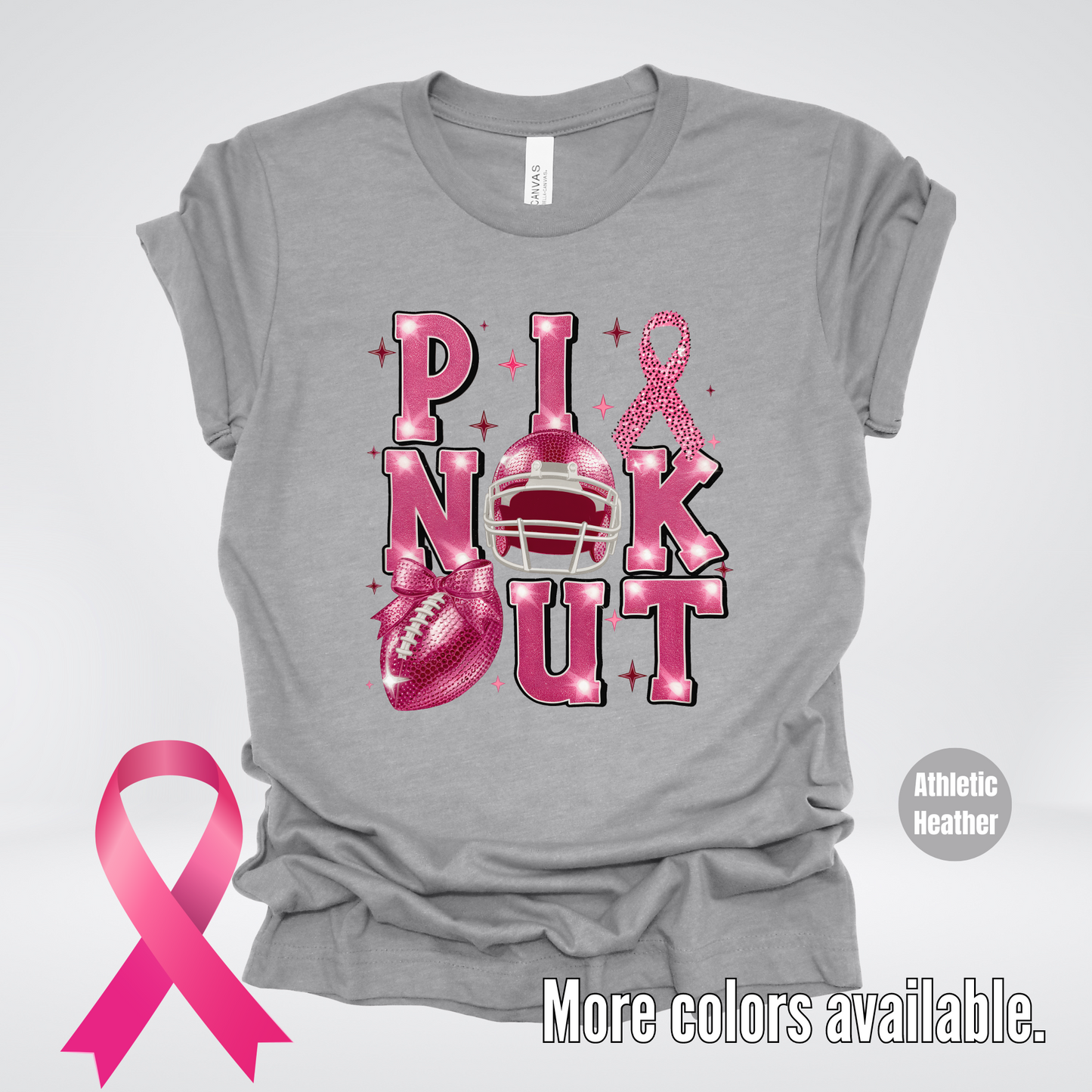 Pink Out Football Coquette Glitter Helmet T-Shirt