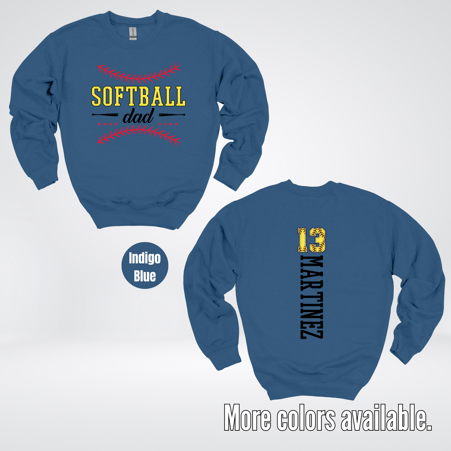 CUSTOM Softball Dad Number And Name Crewneck Sweatshirt