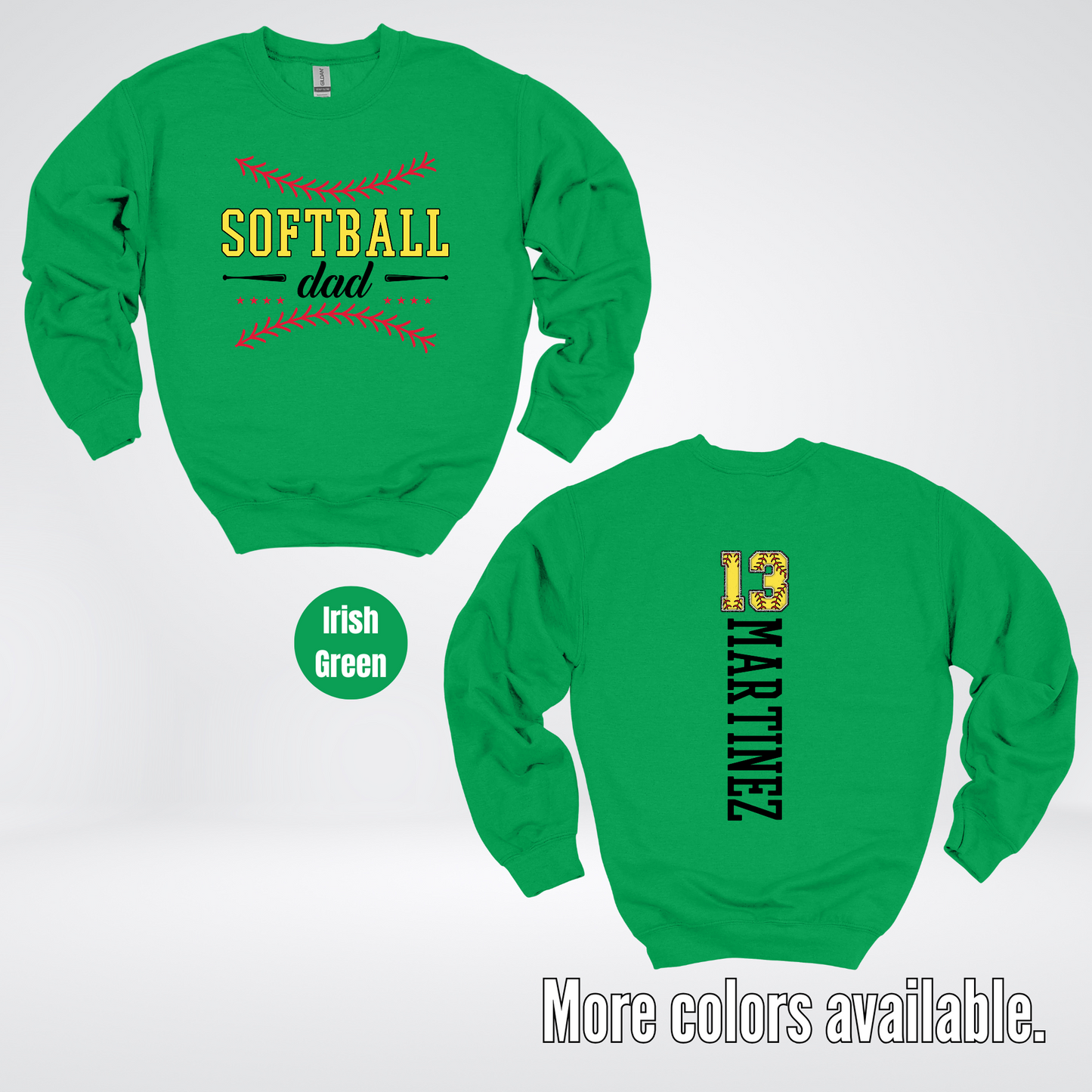 CUSTOM Softball Dad Number And Name Crewneck Sweatshirt