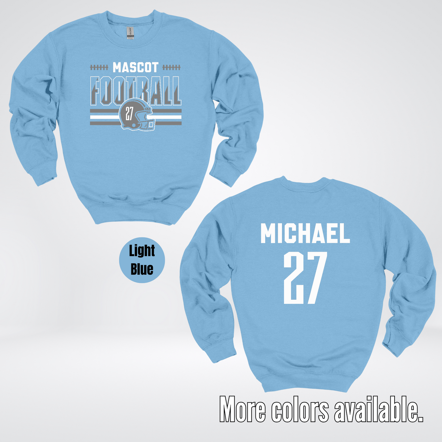 Custom Mascot, Number, & Name – Gray - Football Design 15 Crewneck Sweatshirt